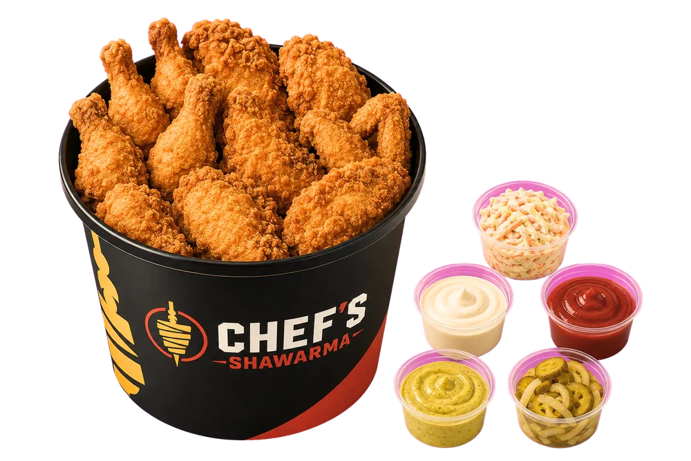 Chef's Shawarma broasted bucket with sauces